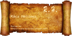 Rácz Héliosz névjegykártya